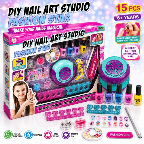 Diy nail art studio set - nail, girls