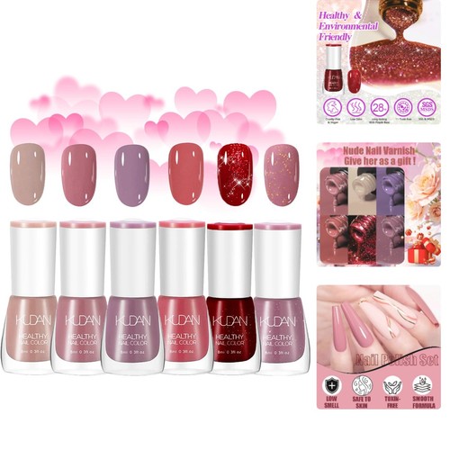 Trendy 6pcs pink nail polish - 6pcs,